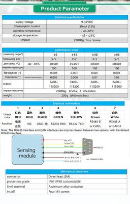 X-Y Measurement Axis High Precision Inclination Sensor UNIVO UBIS-826Y for Industrial