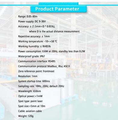 Single Point Laser Distance Measurement Sensor for Industrial Control 0.05-80m Range