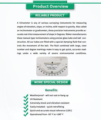 Rieker 2056Y Inclinometer 100% Polycarbonate Case and Glass Tube for Precise Readings