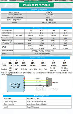 RS232 RS485 CAN Inclinometer Sensor for X-Y Measurement in Industrial Applications