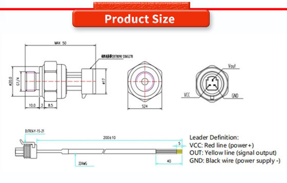 24V 5VDC Pressure Sensor for Precise Liquid Level Measurement in Tanks and Containers