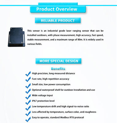 High Precision UBJG-08Y RS485 0.05-80m Laser Ranging Sensor with Customization Support
