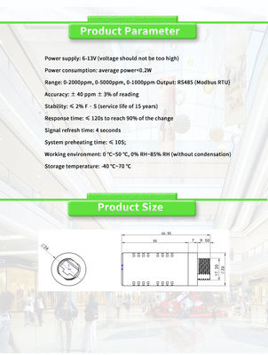 Customizable UBGA-CO2-1Y Real Time Monitoring RS485 Gas CO2 Concentration Sensor