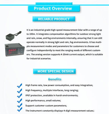 UNIVO Laser Displacement Sensor with Meter Digital Display -25-60°C 0.1-100m Accuracy