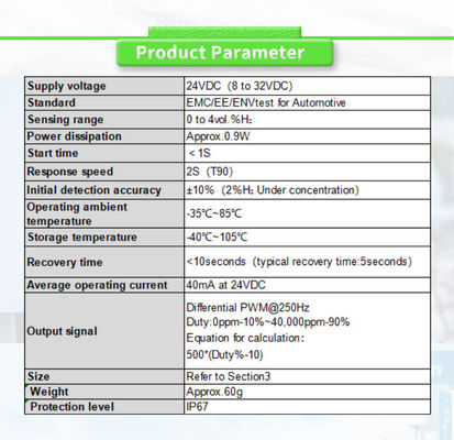 UBHL-PY Fuel Vehicle Sensor PWM Output IP67 Protection Level And 10s Recovery Time