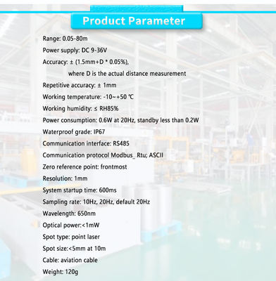 UBJG-06 Single Point Laser Distance Sensor 0.05-80m  for Industrial Control Monitoring