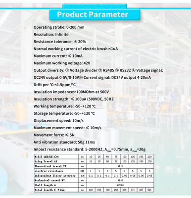 Accurate -50-120C UBRE-O4Y LVDT Linear Displacement Sensor for Automobile Automation