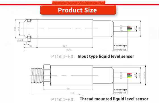 UNIVO UBPT500-601Y Liquid Level Sensor with 3.1-6.1VDC Supply Voltage 0.5-100m Range