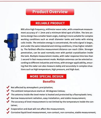 80G Ultra-High Frequency Millimeter Wave Radar Level Gauge for Solid-Liquid Detection
