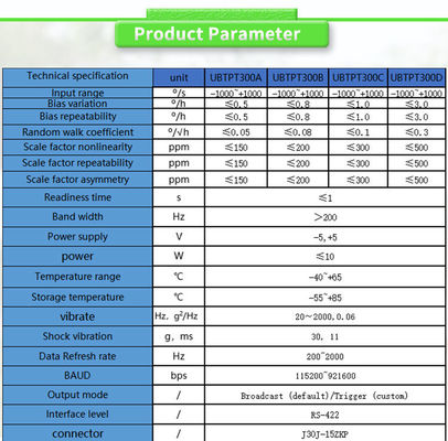 RS422 Output UBTPT300Y Small Inertial Unit for ODM Servo Tracking and Guidance Needs