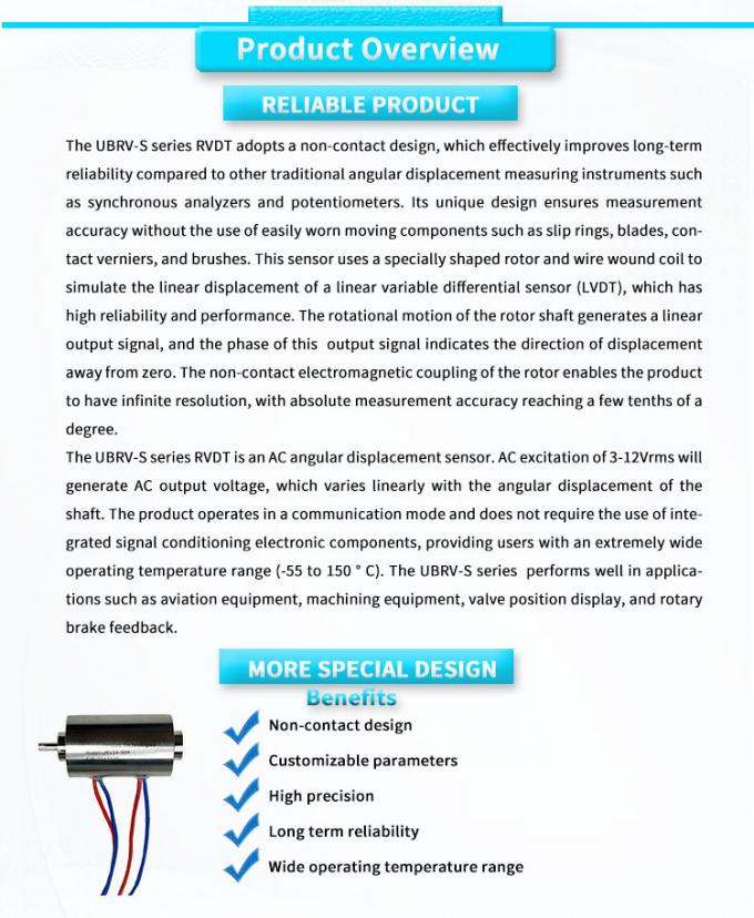 UBRV-SY Rotary Variable Differential Transformer RVDT Sensors With 3°0 ...